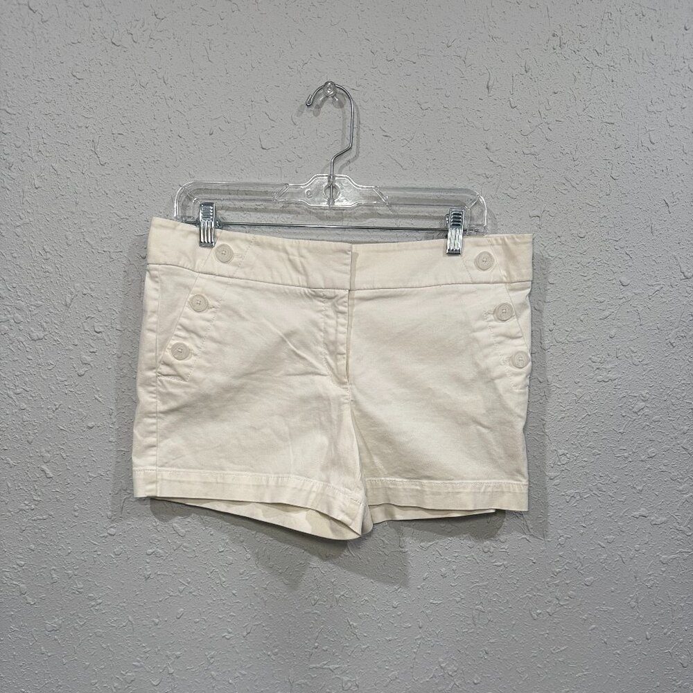 Loft White Cotton The Riviera Shorts Size 6